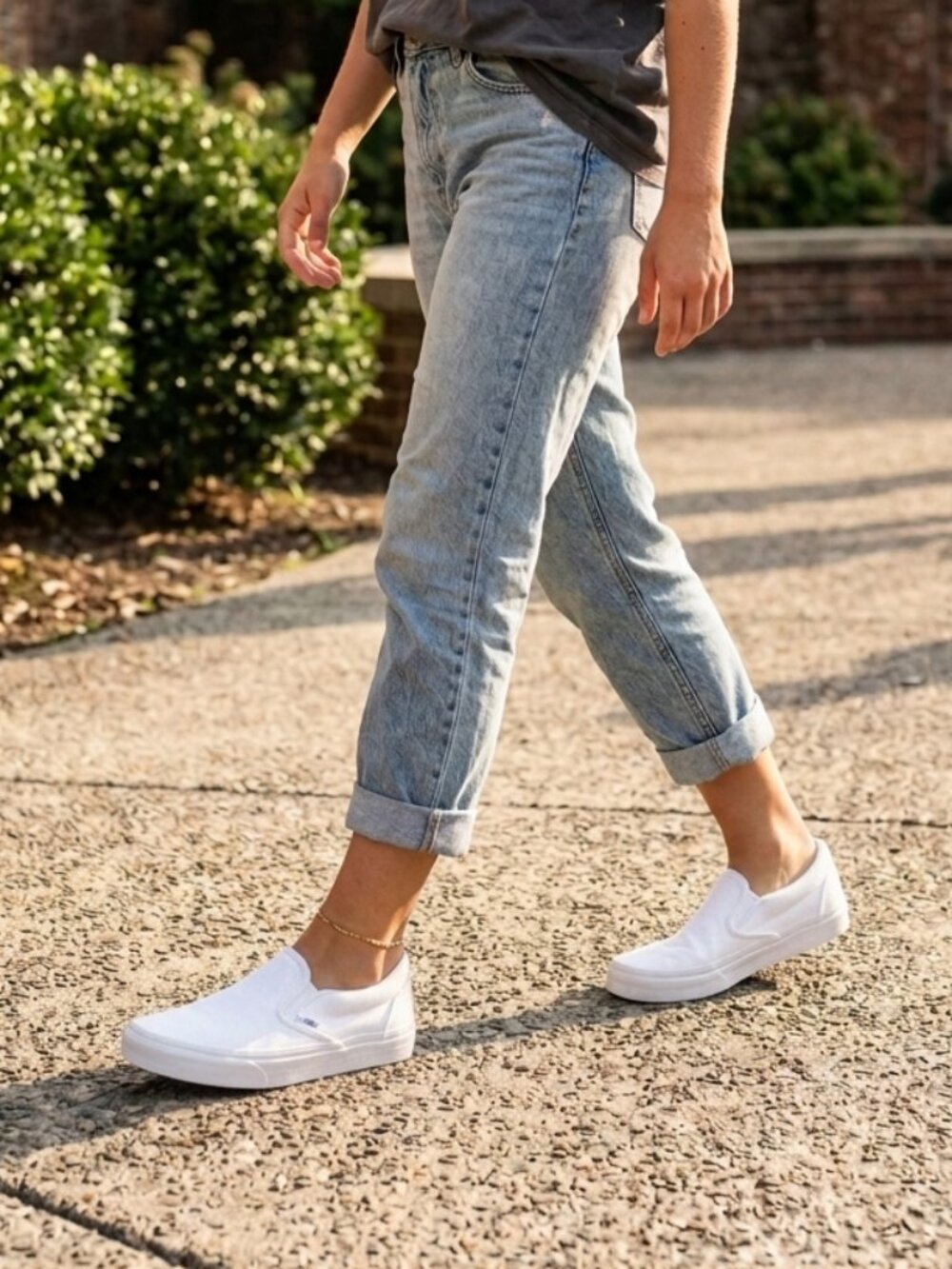 Vans Asher White Canvas Slip On Sneakers